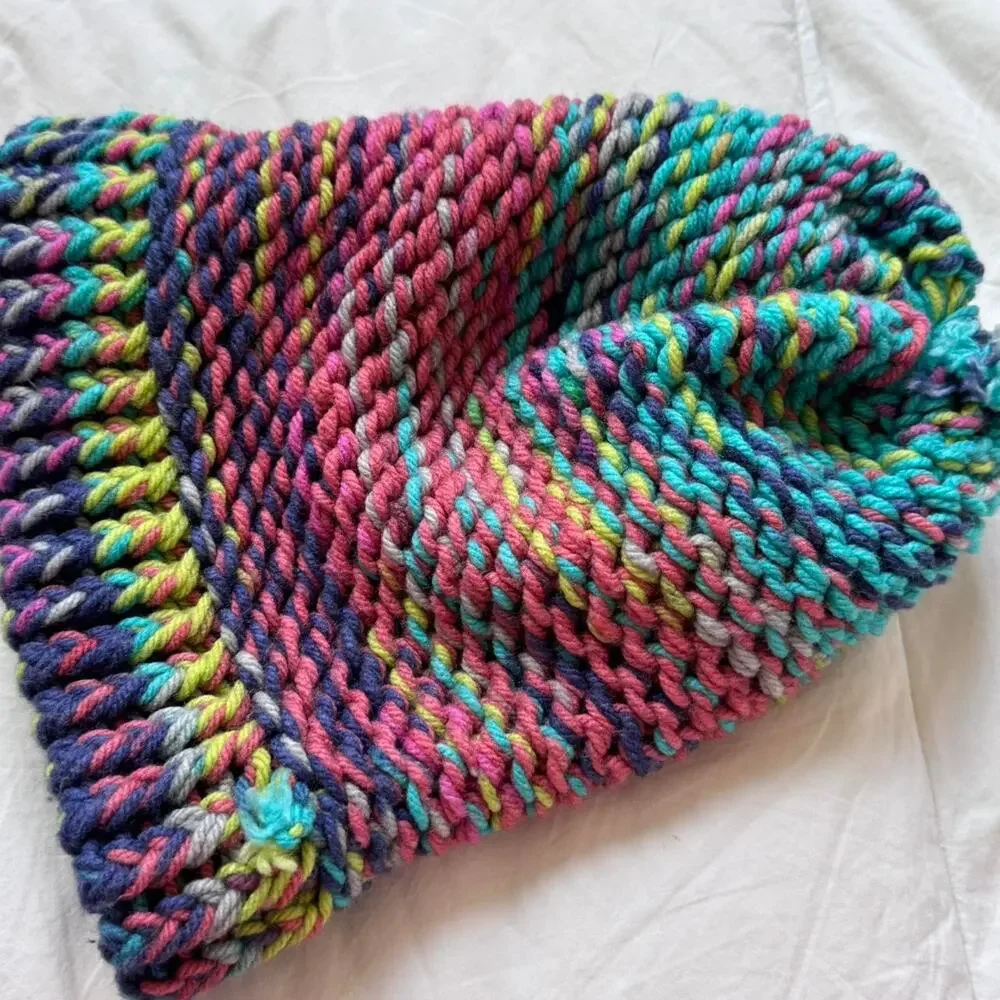 Multi colored knit‎ beanie handmade